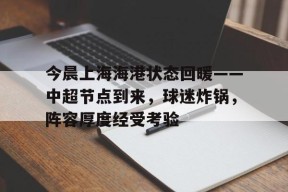 今晨上海海港状态回暖——中超节点到来，球迷炸锅，阵容厚度经受考验的简单介绍-爱游戏